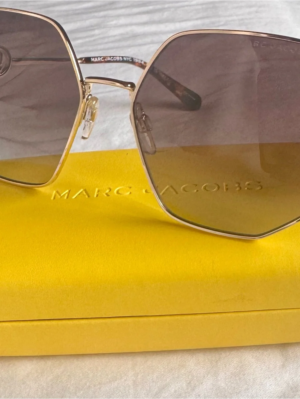 Marc Jacobs Gold Frame Sunglasses with Brown Gradient Lenses